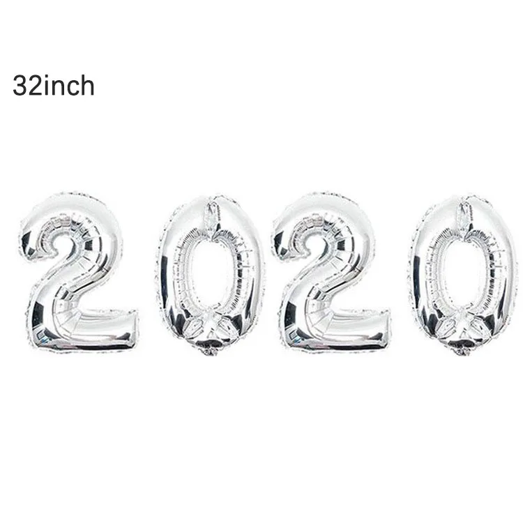 2020 silver Круглый шар из фольги с изображением звезды Нового года, шар с цифрами для рождества, домашние вечерние шары, украшение на год, товары для декора - Цвет: 2020 silver