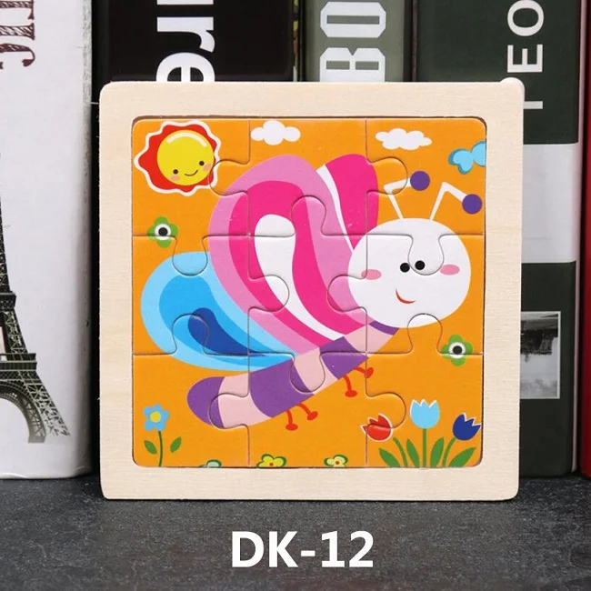 DK-12 Горячая 9/20 ломтик детская игрушка-Паззл животные и транспортные средства деревянные пазлы детские развивающие обучающие игрушки для детей подарок - Цвет: DK-12
