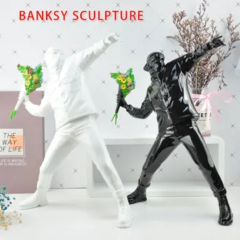 

Resin figurine England Street Art Banksy Flower Bomber sculpture statue Bomber polystone Figure collectible art toy