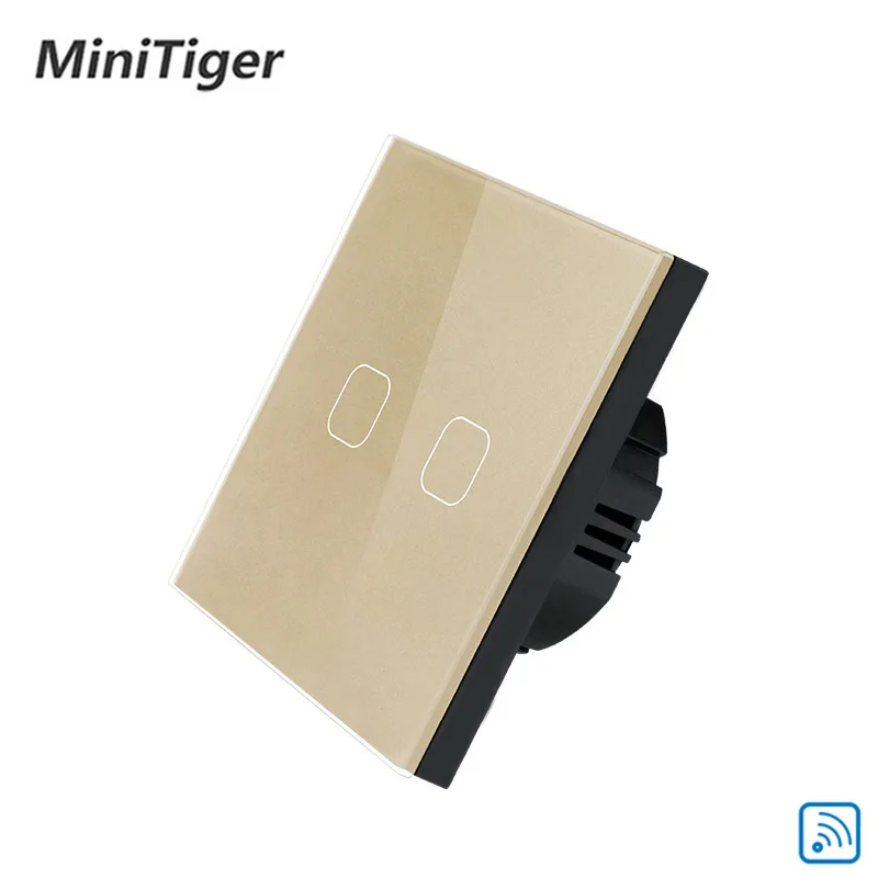 

2017 EU Standard Gold Wireless Remote Control Wall Touch Switch 1 Gang 1 Way Remote Touch Light Switch For LED