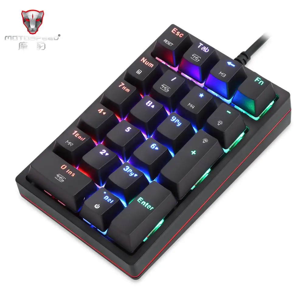 MOTOSPEED K24 USB Проводная Механическая цифровая клавиатура 21 клавиша Mini Numpad RGB