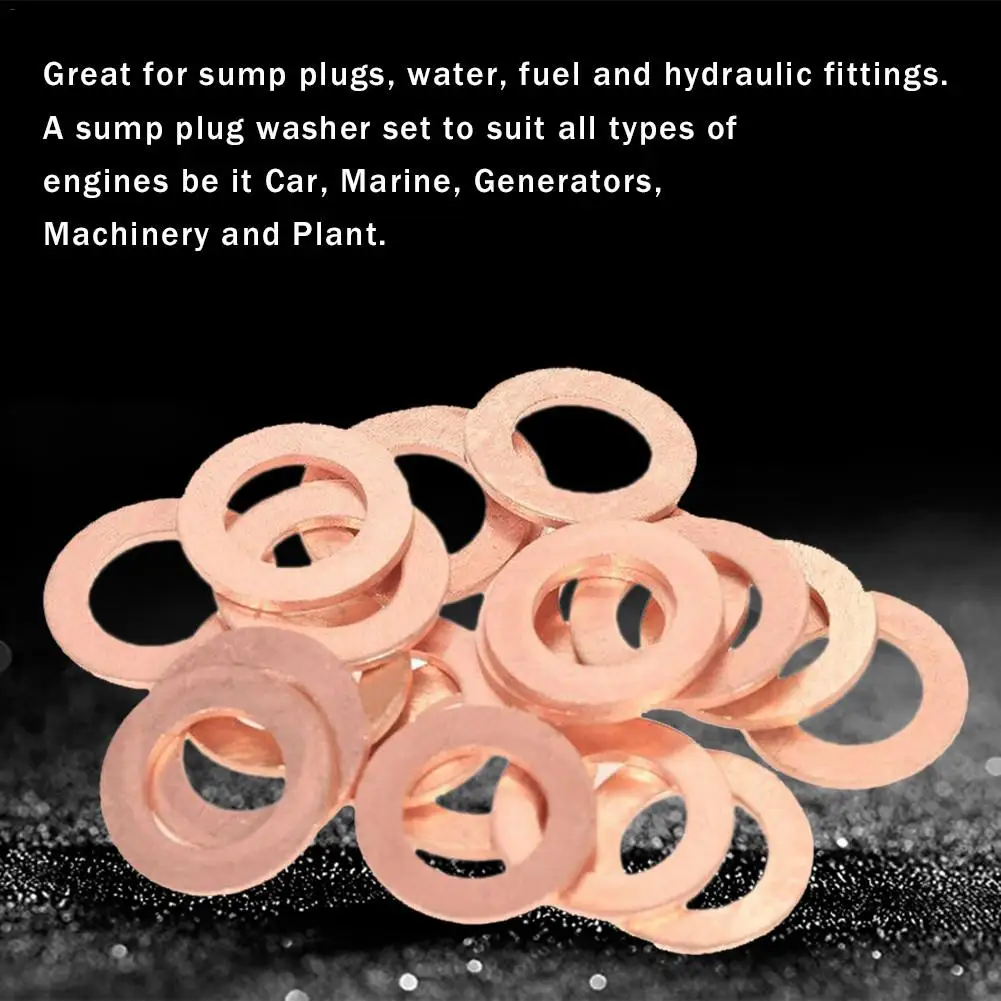 New 100PCS Copper Washer M4-M14 Solid Seal Ring Set Good Electrical Conductivity Hardware Accessories