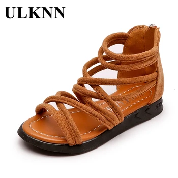 ULKNNNewSuedeChildrensSandalsGirlsPrincessShoesInTheBigBoyOpenToeRomanShoesBabySandalsTide2021Summer