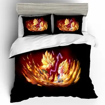 

3D King Size Bed Linen Dragon Ball Japan Anime Bedding Set Cotton Bed Linen Set High Luxury Duvets and Linen Sets Home Textiles