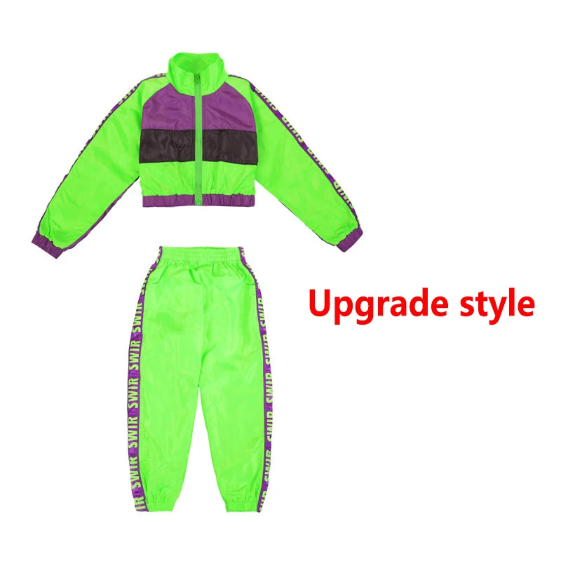 Children'S Hip Hop Dance Wear Girls Jazz Modern Dancing Costumes Fluorescence Clothing Suits Kids Stage Costumes Outfits DQS2135