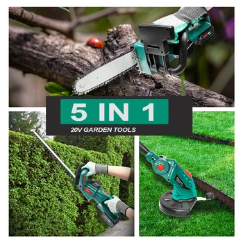 

20V Chainsaw Cordless Grass Trimmer Cordless Hedge Trimmer Telescopic Pole Household Garden Tool Set