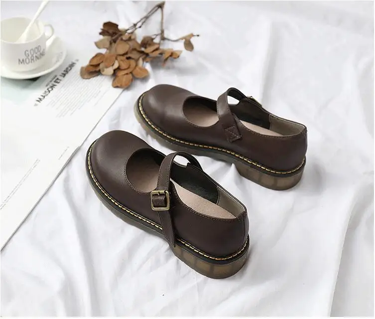 Mori Girl Vintage Leather Mary Janes School Uniform Shoes