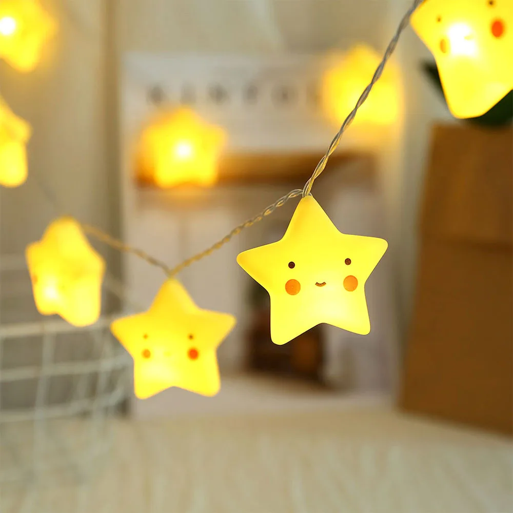 

Cute LED String Fairy Light Outdoor Garden Fence Patio Christmas Garland Lights Wedding Star String Christmas Decor Lighting