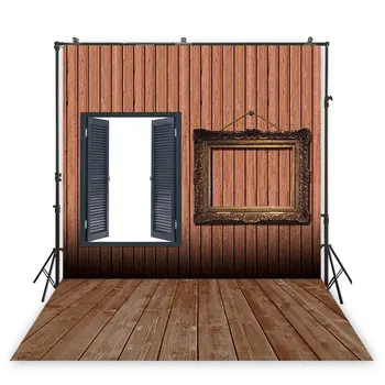 

HUAYI wood floor back ground window back drop living room interior photography baby shower backdrop family screen