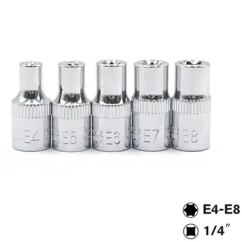 

5PC 1/4 Inch Torx Star Bit Female Socket Set E4,E5, E6,E7, E8 Star Socket Set