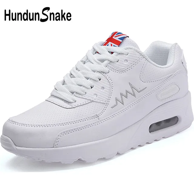 US $14.72 Hundunsnake Air Cushion Women's Sneakers Women Leather Running Shoes Women's White Woman Sport Shoe