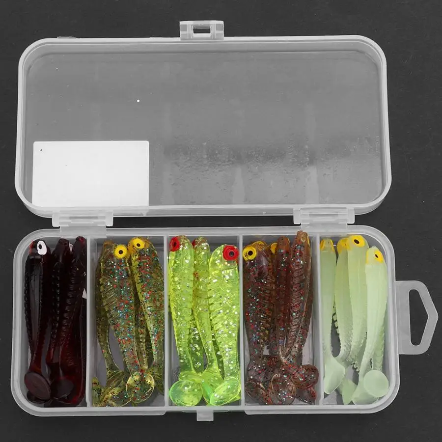 

30Pcs /set Fishing Baits PVC Artificial Fishing Lures T Tail Style Outdoor Sea River Fishing Accessories