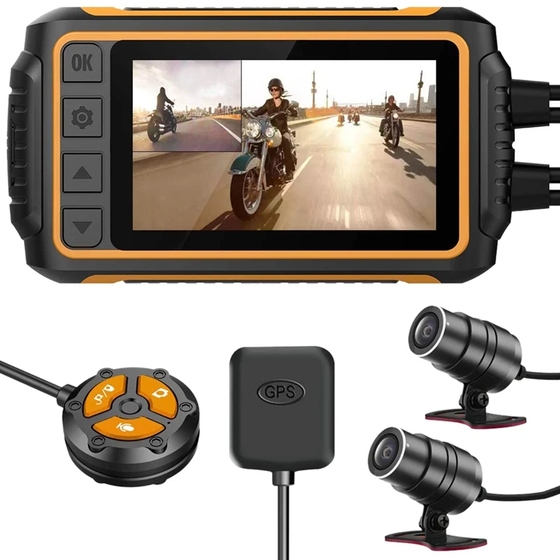 Двойной FHD 1080P мотоцикл Dash Cam 3 дюйма Водонепроницаемый видео Камера DVR с Wi-Fi GPS WDR