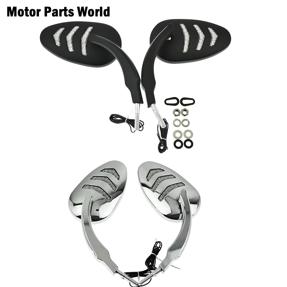 Motorcycle 2pcs Rearview Side Mirror with Led Turn Signal Light For Harley Dyna Street Bob FXDB 07-17 Super Glide Fat Bob FXDF