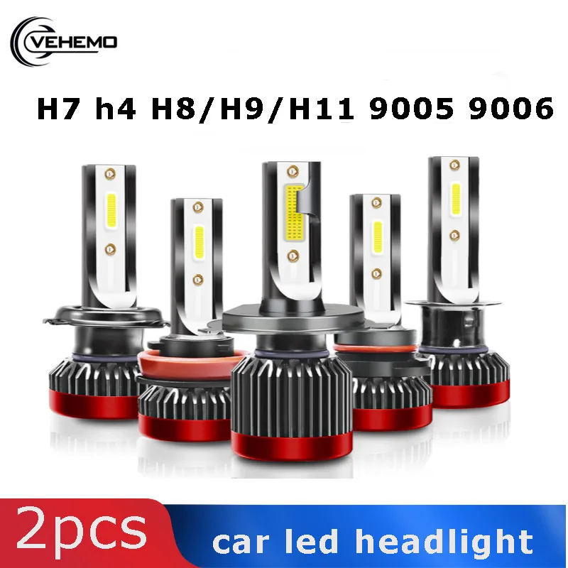 Vehemo 6000k H7 h4 H8/H9/H11 9005 9006 для фар светодиодное освещение автомобиля Безопасность передняя лампа светодиодный противотуманный фонарь светодиодный фонарь