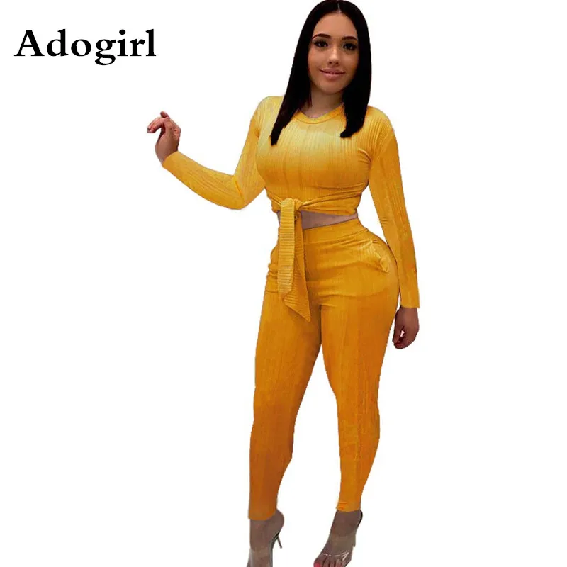 Adogirl/женский комплект из 2 предметов Модный укороченный топ с круглым вырезом и