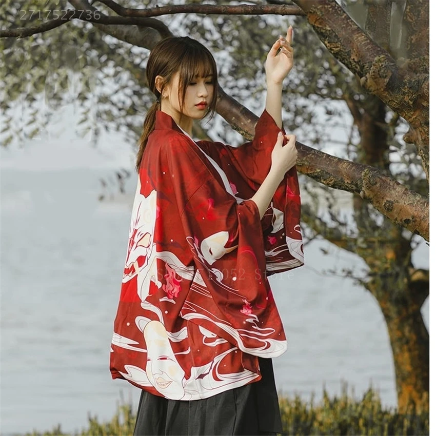 Ukiyoe Kimono Cardigan Tops Jacket Floral Japanese Yukata Bathrobe