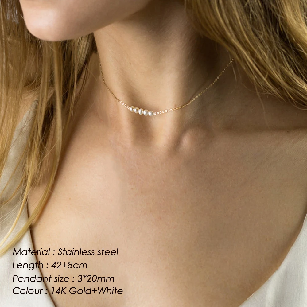 CC ожерелье из нержавеющей стали для женщин минималистичные простые ожерелья ювелирные изделия Золотистое украшение вечерние аксессуары CDNN023