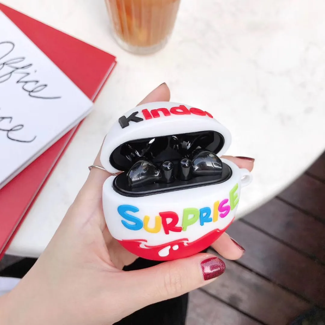Забавные kinder fun eggs беспроводные bluetooth наушники чехол для AirPods 2 1 шоколадная
