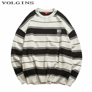 

Streetwear 2020 Winter Striped Sweater Men's Casual Loose O-neck Knitting Pullover Man Pull Homme Knitwear