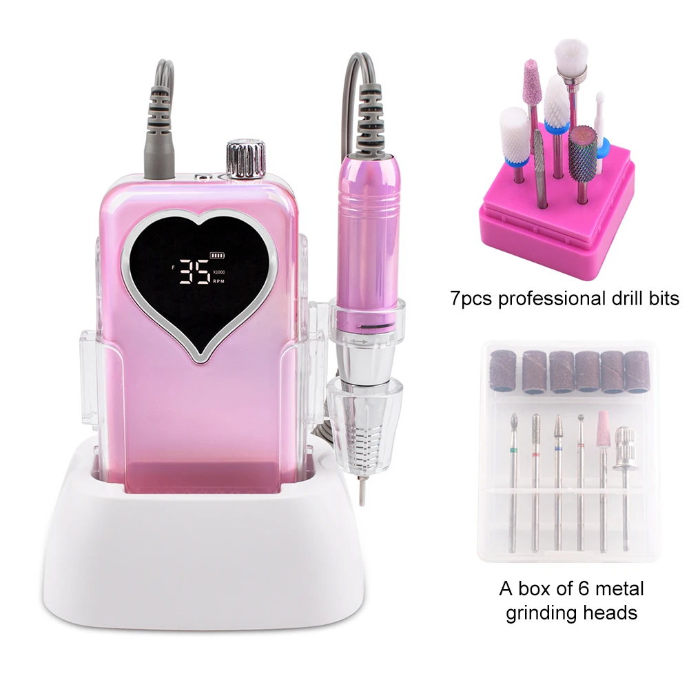 Nail Drill Set ネイルマシン ピンク 20000 RPM Electric Nail Drill Professional Kit for Manicure