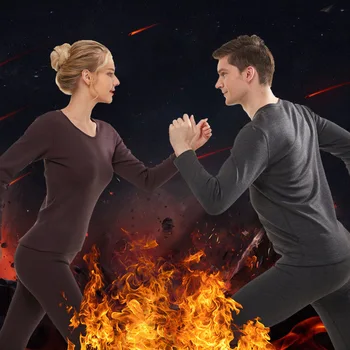 

Autumn and Winter New Heating Soft Top Stretch Thermal Underwear Suit Thin Section Slim Seamless Long Pants Ropa Termica Mujer