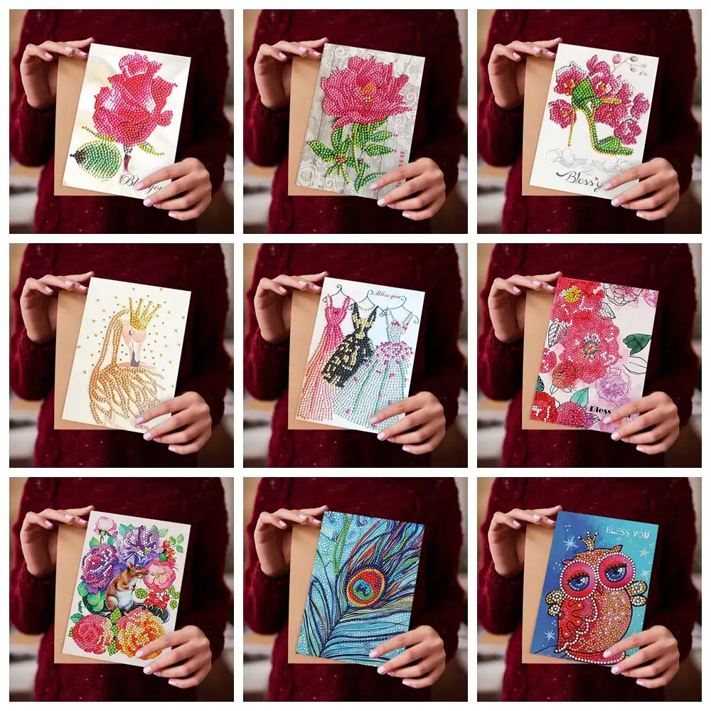 5D DIY Drills Diamond Painting Valentine Greeting Card Party Birthday