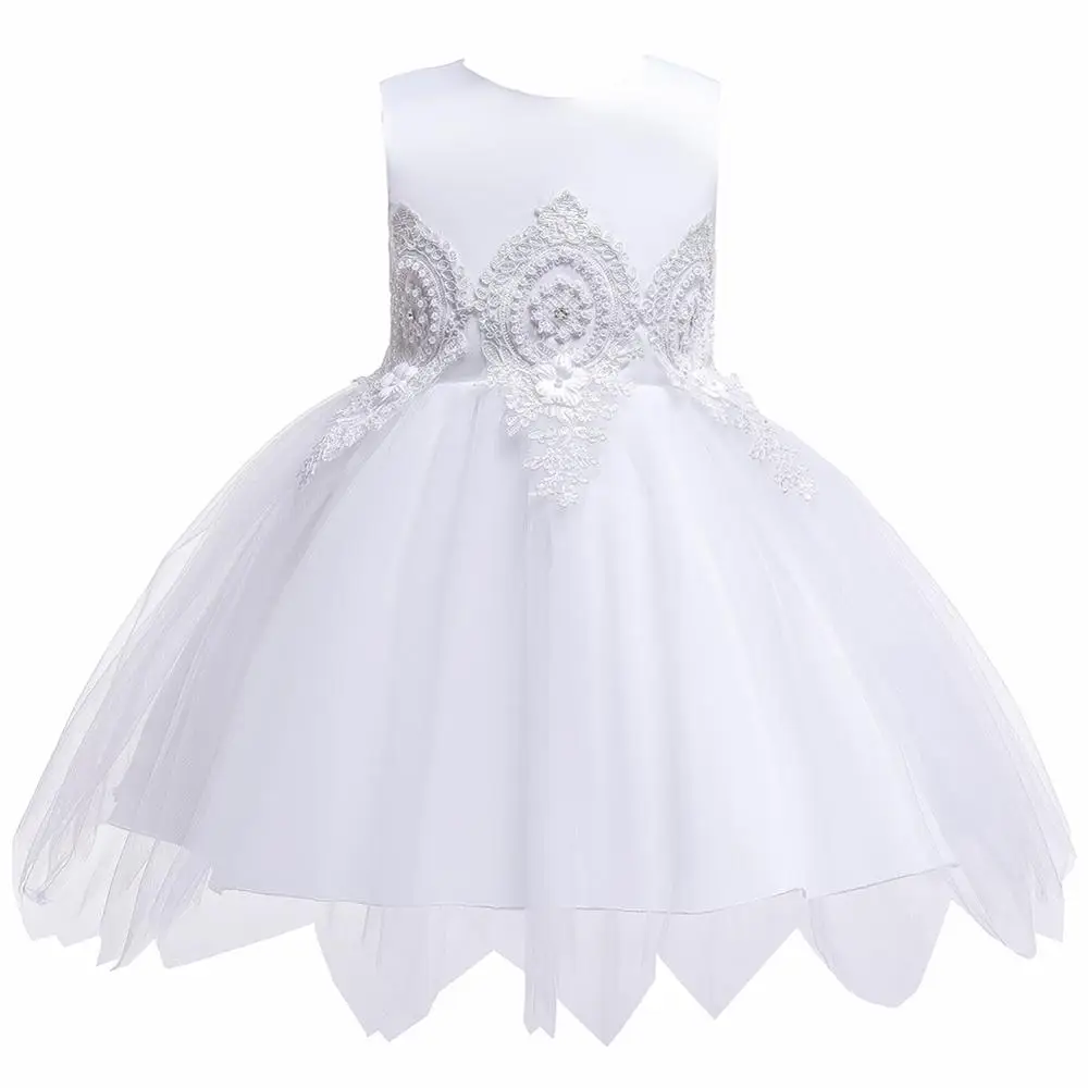Нарядное платье для девочек 5 лет, Новое Стильное кружевное платье принцессы для маленьких детей, нарядное свадебное платье торжественное праздничное платье для девочек, детское платье-пачка - Цвет: white