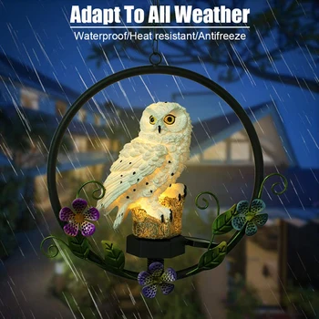 

LED Lawn Lamp Creative Solar Owl Solar Power Wrought Iron Chandelier Garden Christmas Decoration Garden Hanging Lamp Outdoor