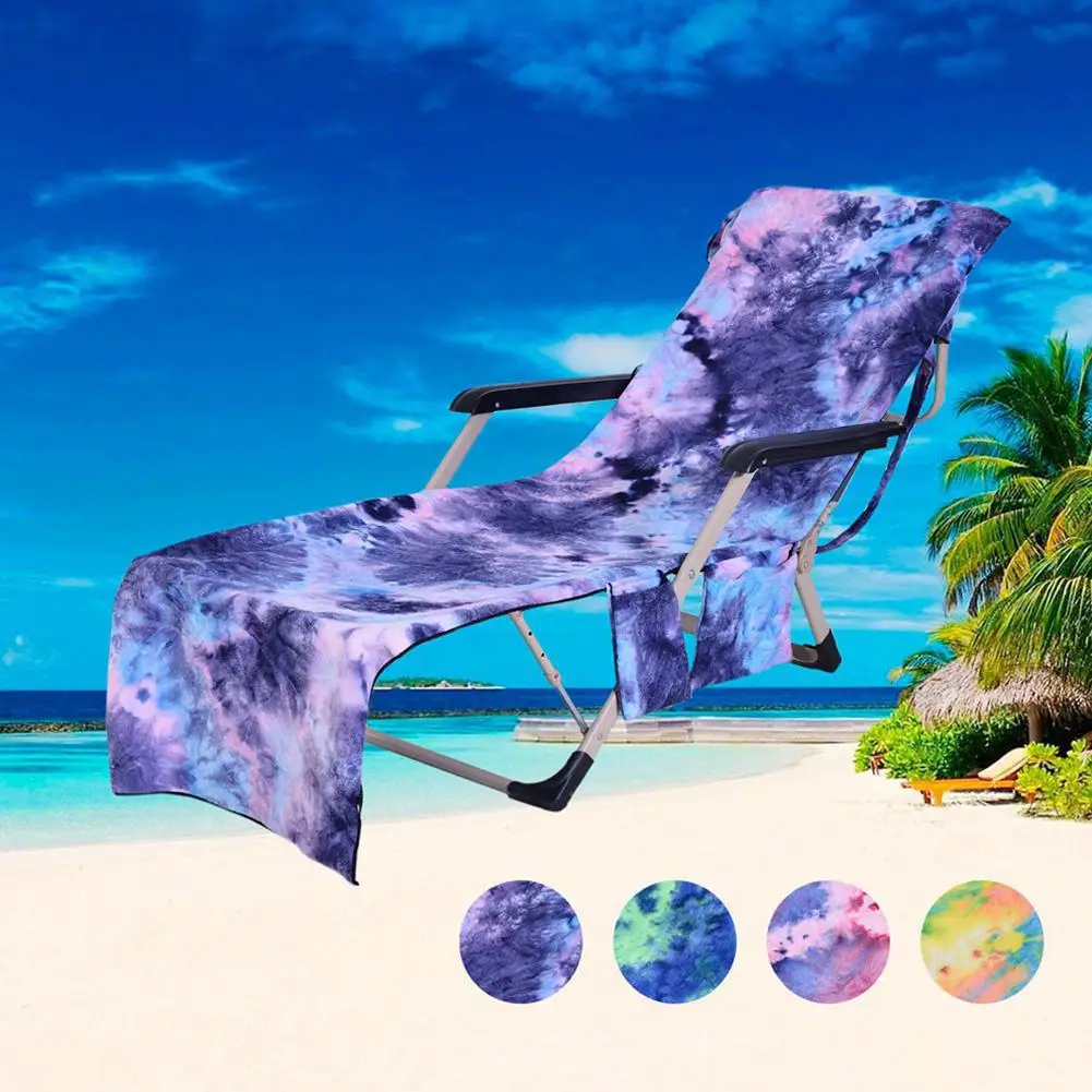 Tie-dye микрофибра нескользящий Быстросохнущий пляжный стульчик крышка стула банное полотенце чехол для пляжного стула с боковыми карманами - Цвет: blue