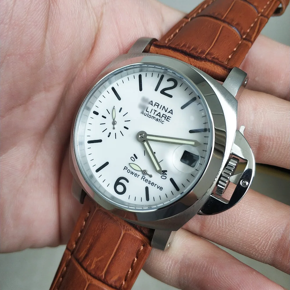 

OUMASHI watch 40mm automatic movement men's watch power reserve stainless steel polished leather strap A5ab