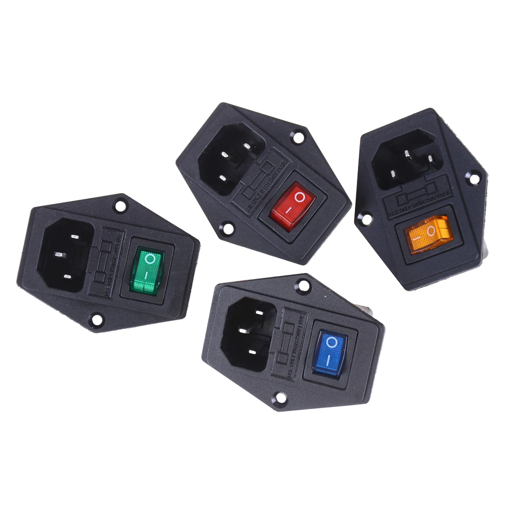 

3 Pin IEC320 C14 Inlet Module Plug Fuse Switch Male Power Socket 10A 250V