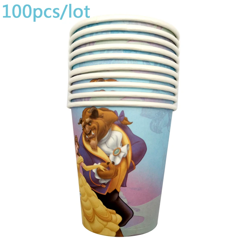 PROD 4000956113165 100pcs/lot Happy Birthday Tableware Beauty And Beast
Theme Cups Decorations Party Baby Shower Paperboard Disposable Glass