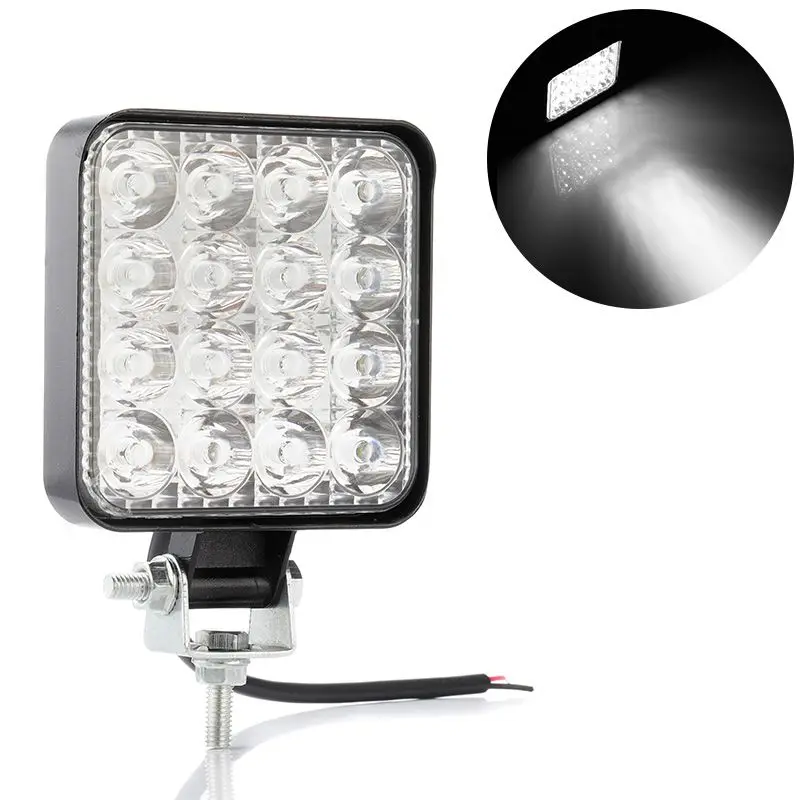 

16LED 48W Work Light Led Bar Car 12V LED Spotlight Work Light Bar 6000K Waterproof Shockproof Square Auto Truck Spot Fog Lamp