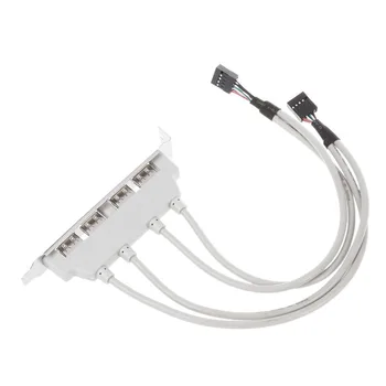 

USB 2.0 4 Port Rear Panel PCI Bracket to Dual 9-Pin Motherboard Header Cable NIN668