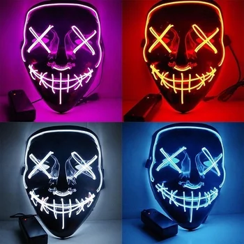 

2020 New Led Mask Halloween Party Masque Masquerade Masks Neon Maske Light Glow In The Dark Mascara Horror Maska Glowing Masker