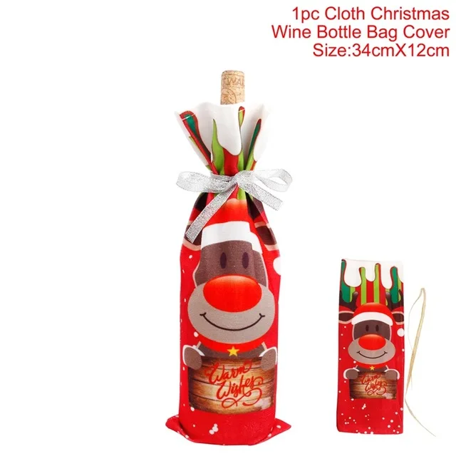 style 15 FENGRISE Santa Claus Wine Bottle Cover Christmas Decorations For Home Christmas Stocking Gift Navidad New Year's Decor - Color: style 15