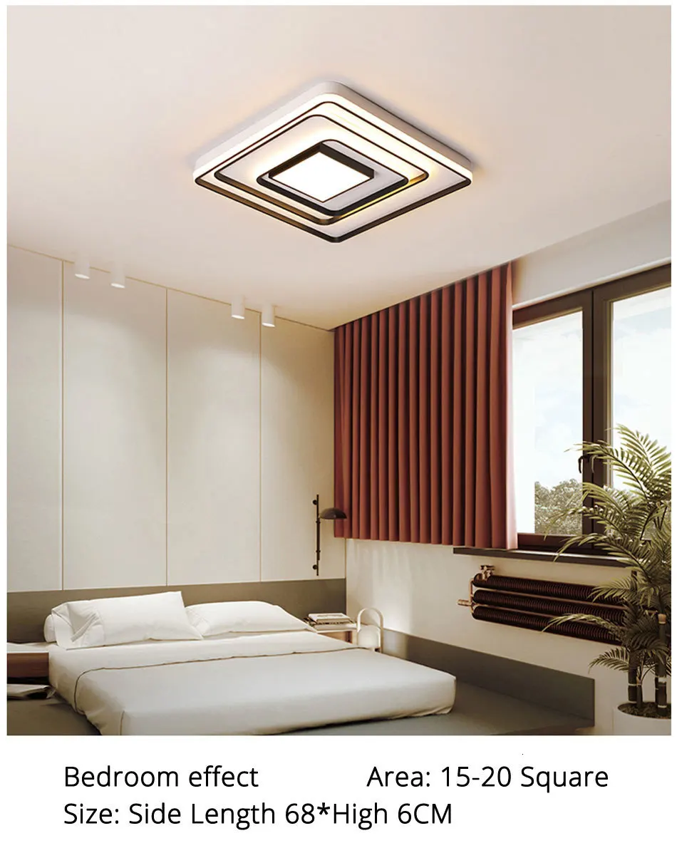 Современный квадратный/прямоугольный светодиодный потолочный светильник для гостиной, спальни, светильник, лампа для поверхностного монтажа, пульт дистанционного управления для дома