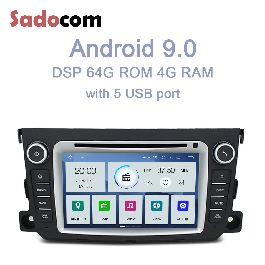 7 “PX6 1 din Android 9,0 6 ядерный 64 Гб rom 4 Гб ram автомобильный dvd-плеер Авторадио gps mulimedia wifi для Benz SMART 2012 2013