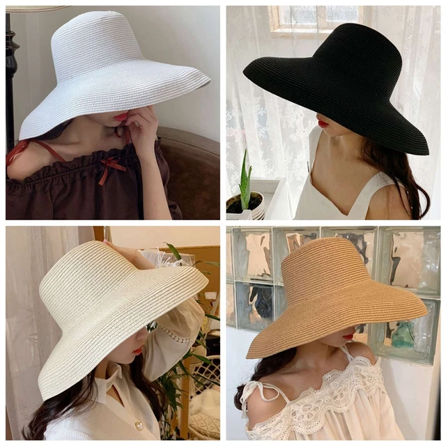 Large Sun Hat Beach Holiday Oversize Panama Women Elegant European Wide  Brim Straw Hats UV Protection Hawaii Caps Headwear 2021 - AliExpress