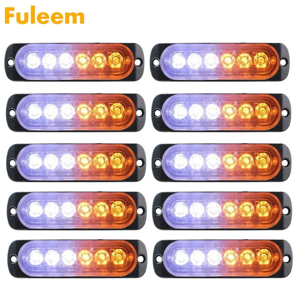 Fuleem 10 шт. 18 Вт стробоскоп светодиодный светильник белый Янтарный аварийный
