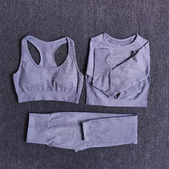 

New Yoga set Sports Shirts Crop Top yoga Leggings Sport Set Gym Clothes Fitness Tracksuit Workout Set 3 piece