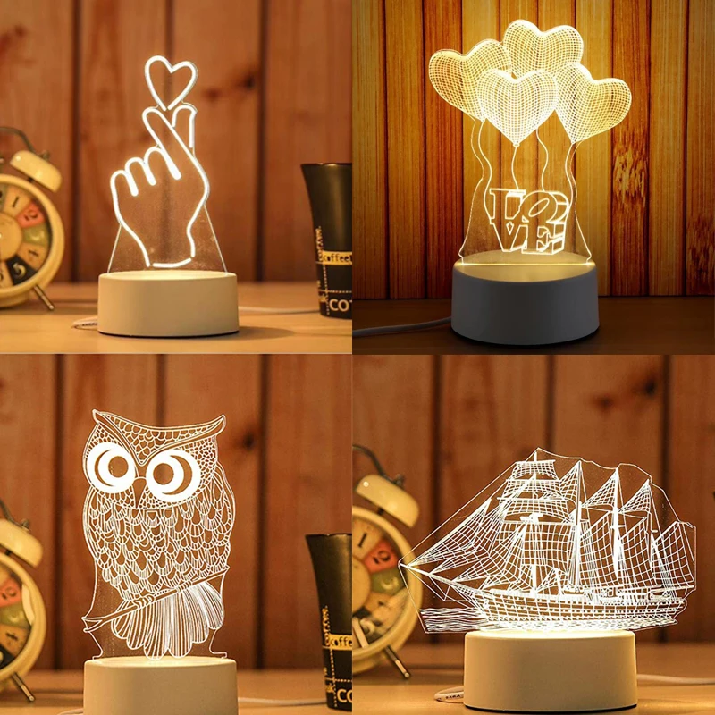  LED 3d Acrylic Night Light Sleeping Table Lamp Home Decoration Kids Bedroom Decoration New Year Chr - 4000303800210