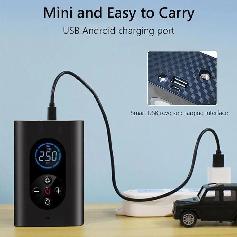 Portable Car Air Compressor Electric Cordless Tire 150 Inflator Air Digital Rechargeable Auto Balls For Car Motorcycle PSI L9V3
