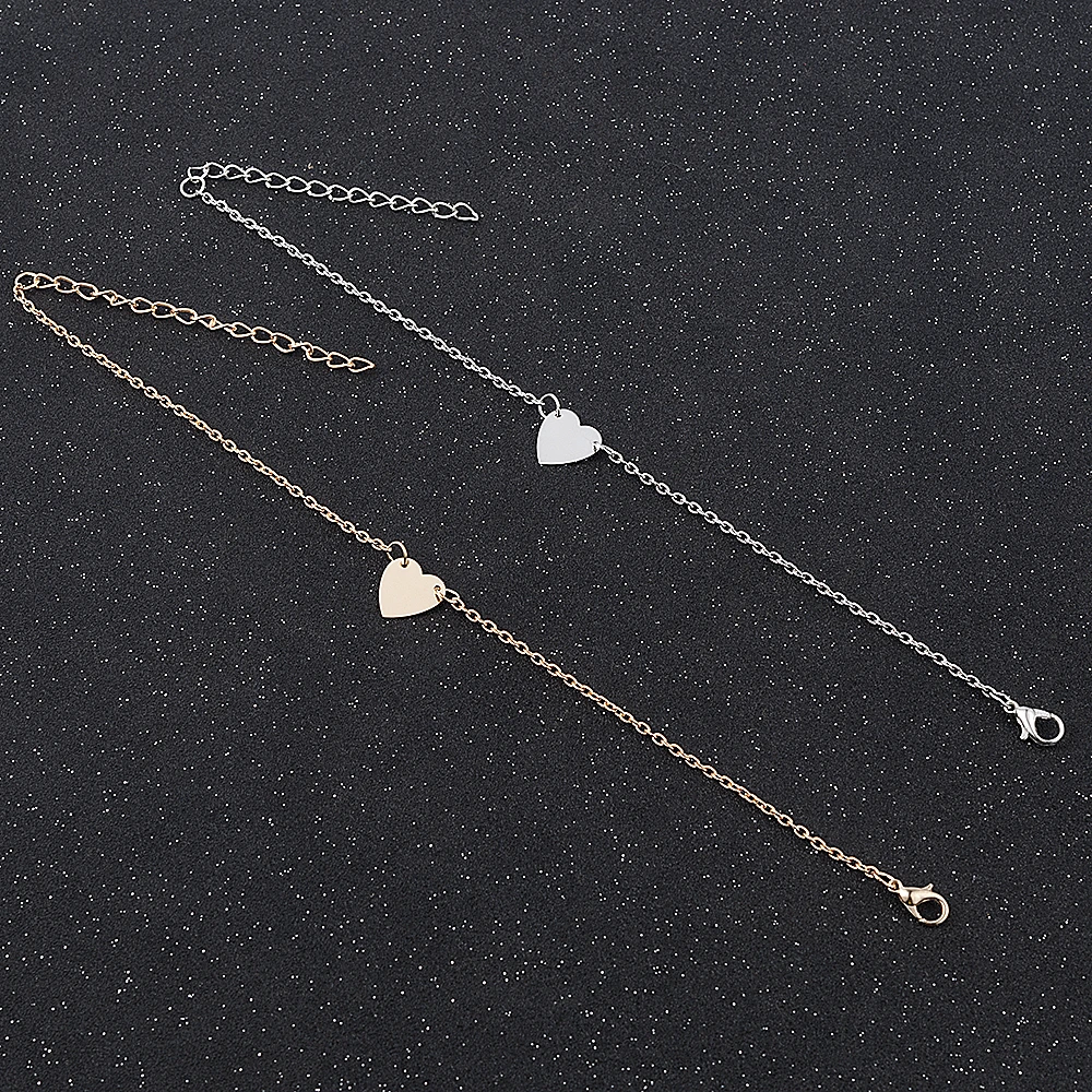 Горячая Распродажа простые очаровательные браслеты на запястье с сердечками для женщин девочек золотые серебряные металлические браслеты ювелирных изделий