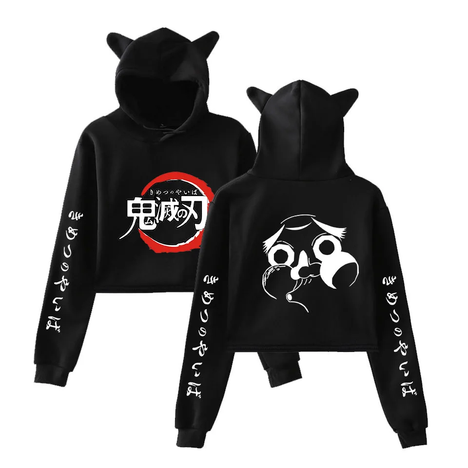 black 4 Новая модная Толстовка Kimetsu no Yaiba для женщин и девочек kamado nezuko с принтом укороченный пуловер толстовка с капюшоном XXS-XXL - Цвет: black 4