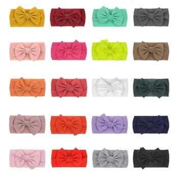 

20Pcs/Set Soft Ribbed Solid Baby Headband Elastic Striped Acrylic Hair Band Handmade Headwrap Girls Fashion Hair Accessories