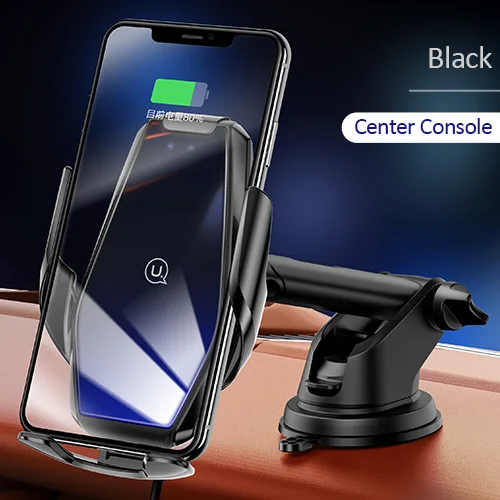 USAMS Qi Беспроводное Автомобильное зарядное устройство Автоматическая Инфракрасная индукция 10 Вт Автомобильный держатель для телефона быстрая Беспроводная зарядка для iPhone samsung - Цвет: Black for Dashboard