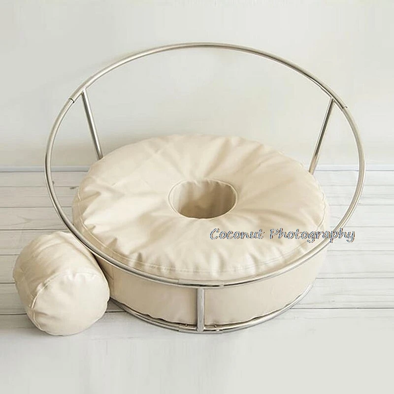 Coconut Newborn Photography Props Baby Flokati Photo Shoot Accessories Basket For Studio Bean Bag(No Filling)+ Nest Round Shelf