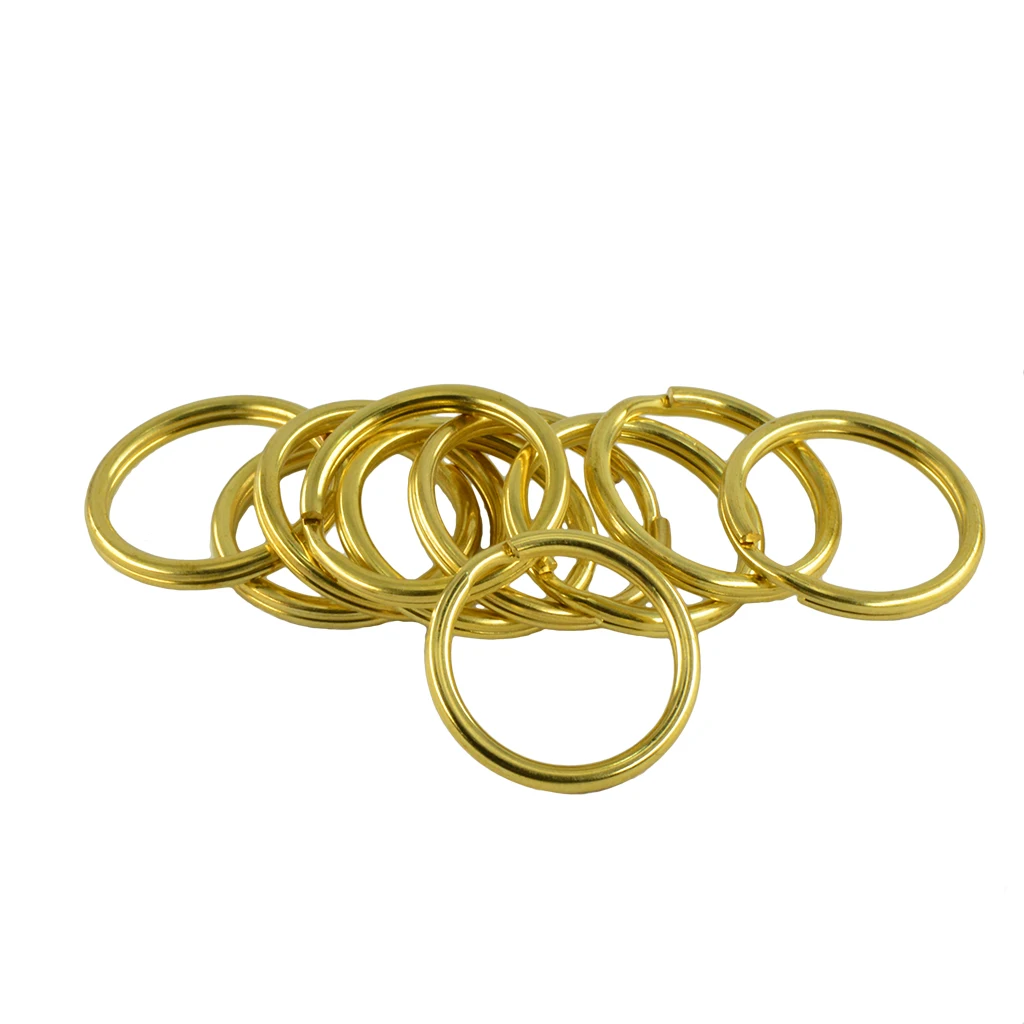 10pcs 25/35 mm Brass Split Key Rings Chain Charms Jewelry Clasp Loop Findings DIY Crafts - Antique Gold
